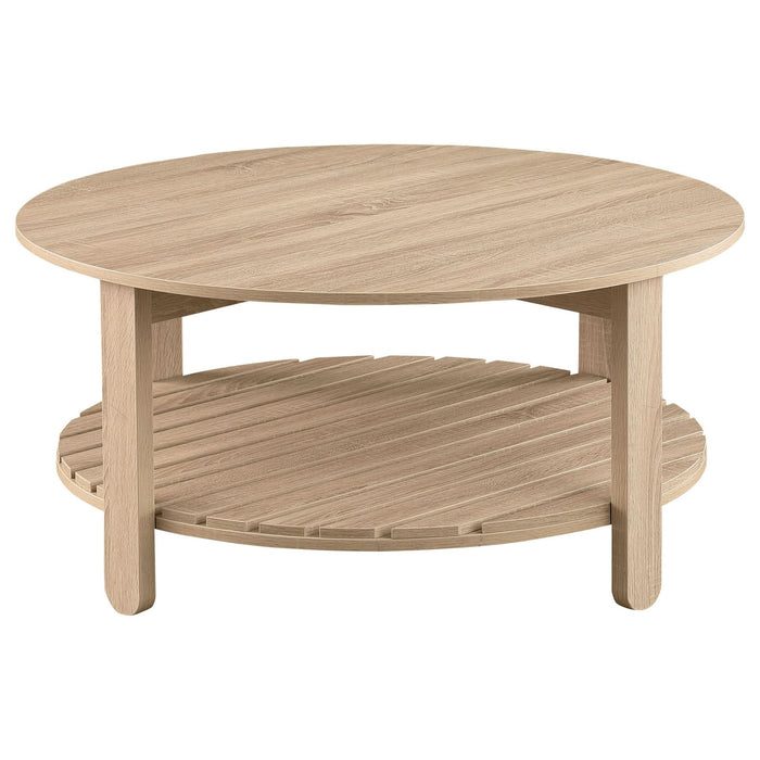 Fowler 1 - shelf Round Engineered Wood Coffee Table Natural - Walo Furniture