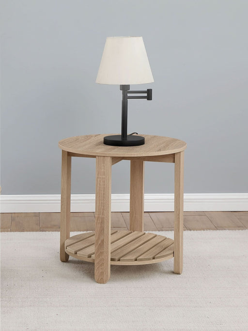 Fowler 1 - shelf Round Engineered Wood Side End Table Natural - Walo Furniture