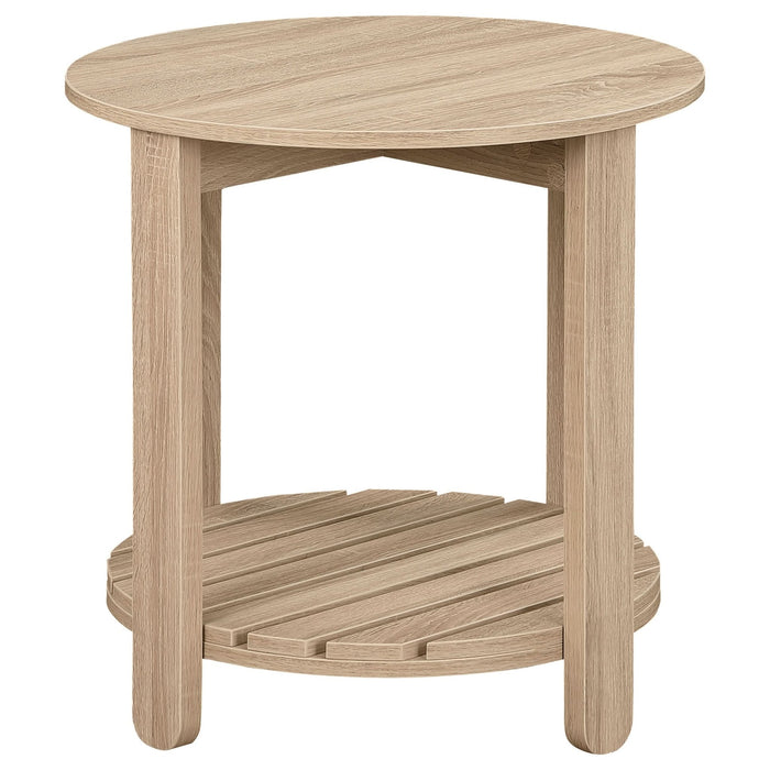 Fowler 1 - shelf Round Engineered Wood Side End Table Natural - Walo Furniture