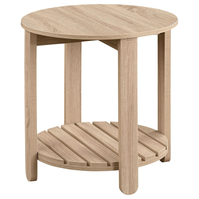 Fowler 1 - shelf Round Engineered Wood Side End Table Natural - Walo Furniture