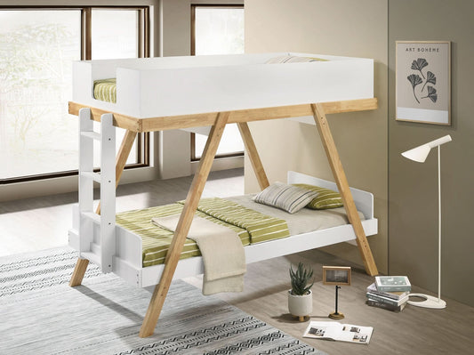 Frankie Twin Over Twin Bunk Bed with 7 - inch Mattresses White - Walo Furniture