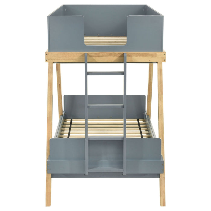 Frankie Wood Twin Over Twin Bunk Bed Blue and Natural - Walo Furniture