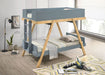 Frankie Wood Twin Over Twin Bunk Bed Blue and Natural - Walo Furniture