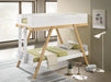 Frankie Wood Twin Over Twin Bunk Bed White and Natural - Walo Furniture