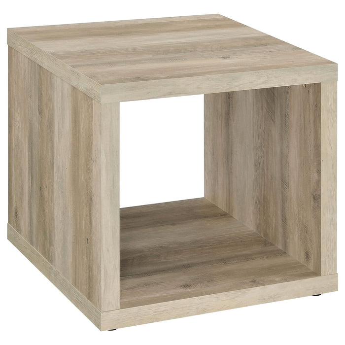 Frisco Square Engineered Wood Side End Table Distressed Pine - Walo Furniture