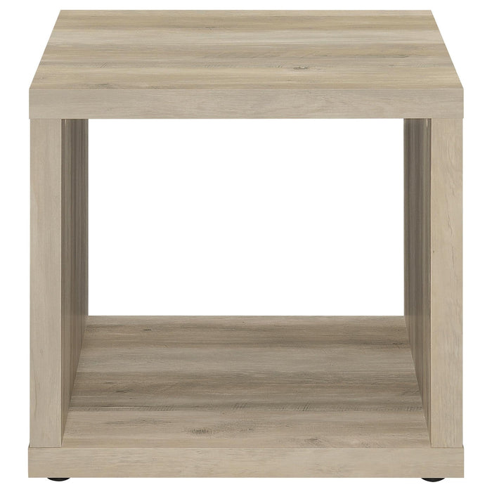 Frisco Square Engineered Wood Side End Table Distressed Pine - Walo Furniture