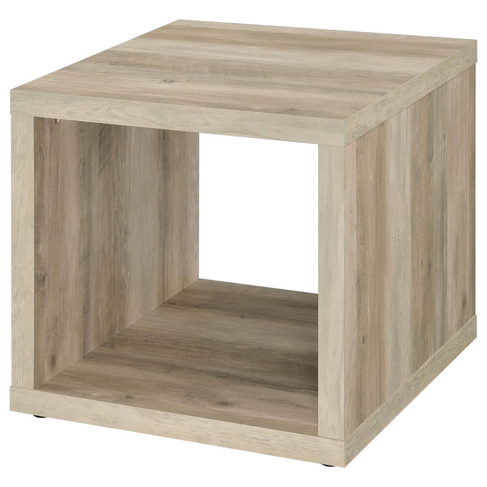 Frisco Square Engineered Wood Side End Table Distressed Pine - Walo Furniture