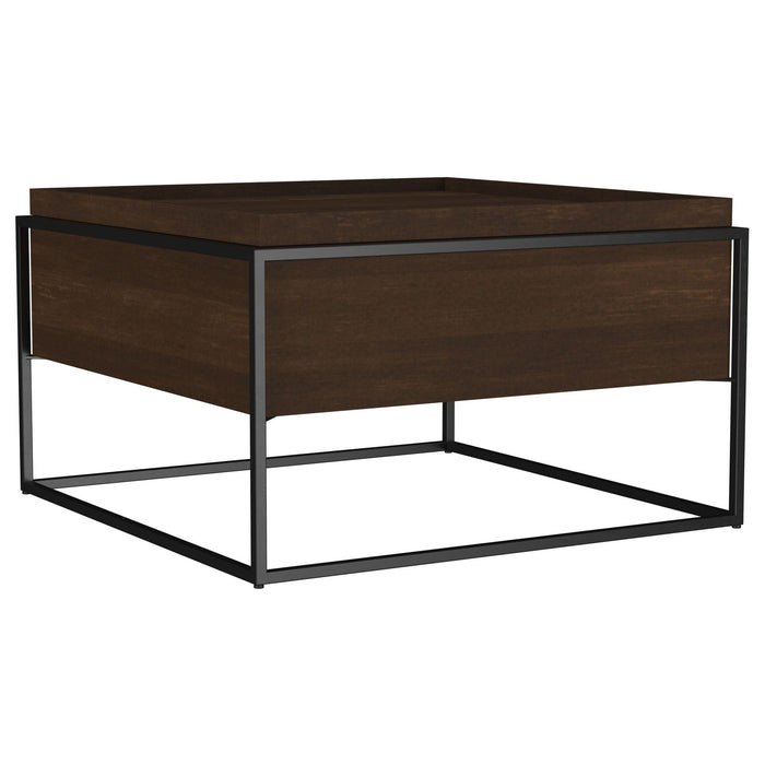 Fulton 30 - inch Square Mango Wood Coffee Table Dark Brown - Walo Furniture