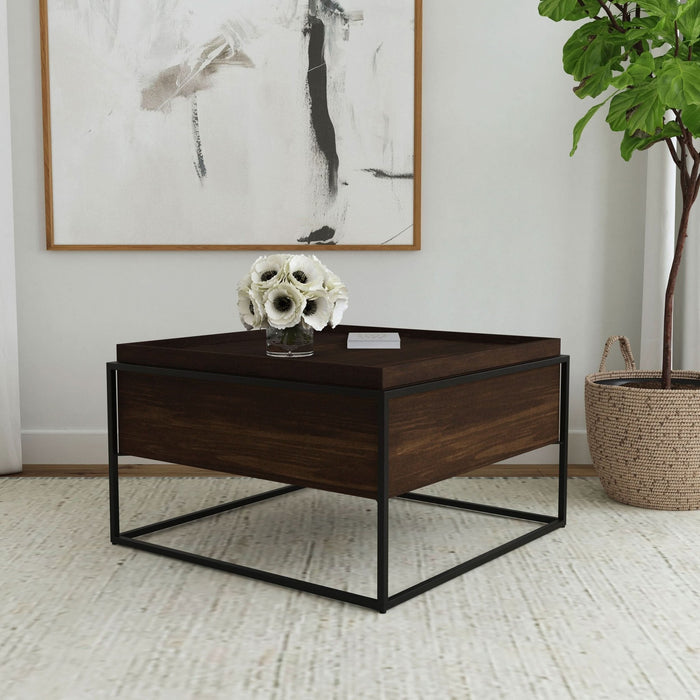 Fulton 30 - inch Square Mango Wood Coffee Table Dark Brown - Walo Furniture