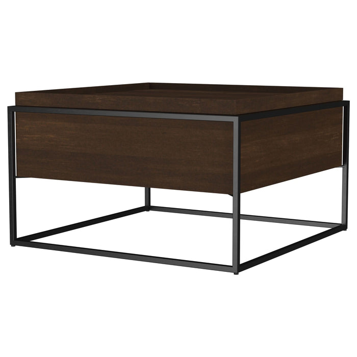 Fulton 30 - inch Square Mango Wood Coffee Table Dark Brown - Walo Furniture