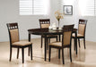 Gabriel 5 - piece Extension Leaf Dining Table Set Cappuccino - Walo Furniture