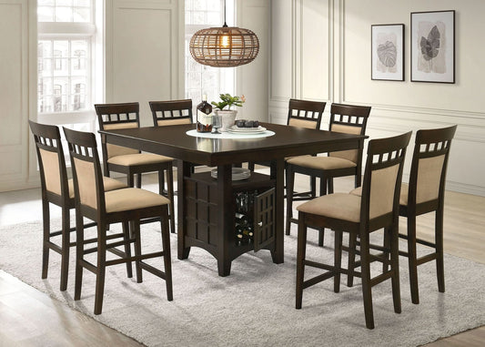 Gabriel 9 - piece Square Counter Height Dining Set Cappuccino - Walo Furniture