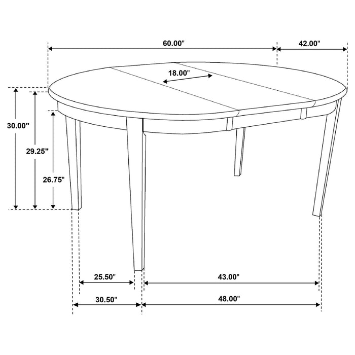 Gabriel Oval 60 - inch Extension Leaf Dining Table Cappuccino - Walo Furniture