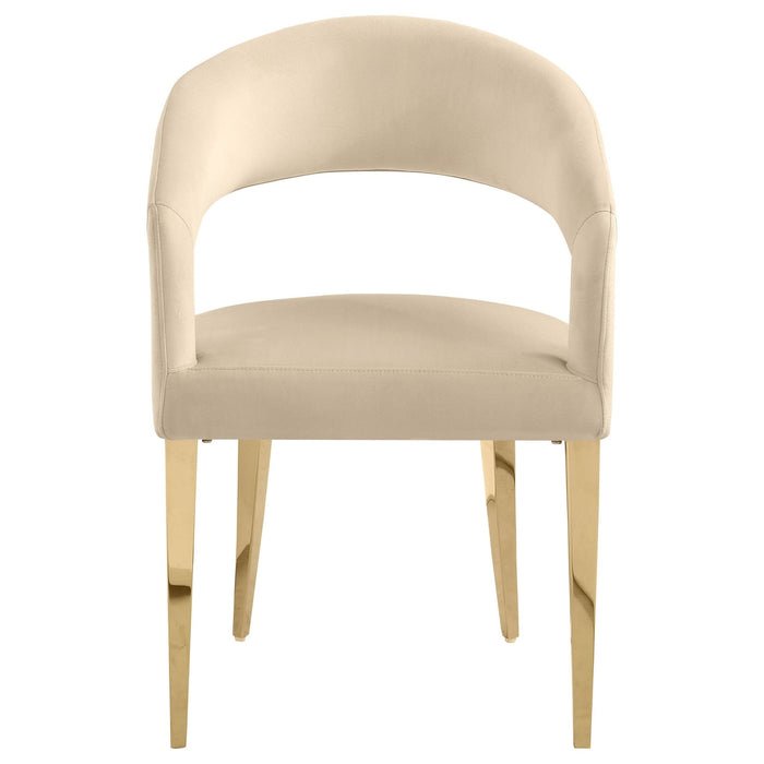 Galiano Velvet Upholstered Dining Arm Chair Beige (Set of 2) - Walo Furniture