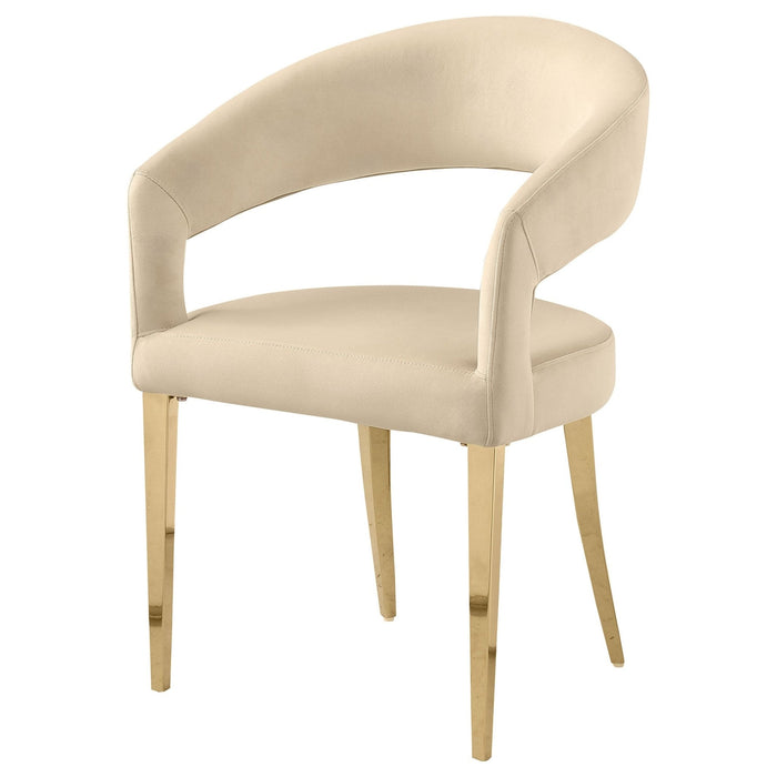 Galiano Velvet Upholstered Dining Arm Chair Beige (Set of 2) - Walo Furniture