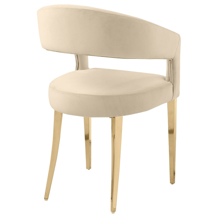 Galiano Velvet Upholstered Dining Arm Chair Beige (Set of 2) - Walo Furniture