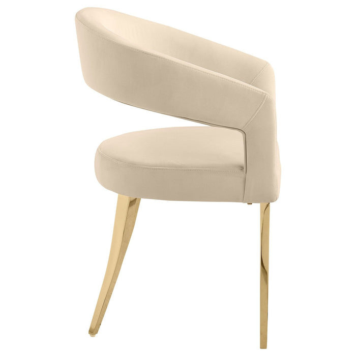 Galiano Velvet Upholstered Dining Arm Chair Beige (Set of 2) - Walo Furniture