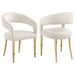 Galiano Velvet Upholstered Dining Arm Cream Beige (Set of 2) - Walo Furniture