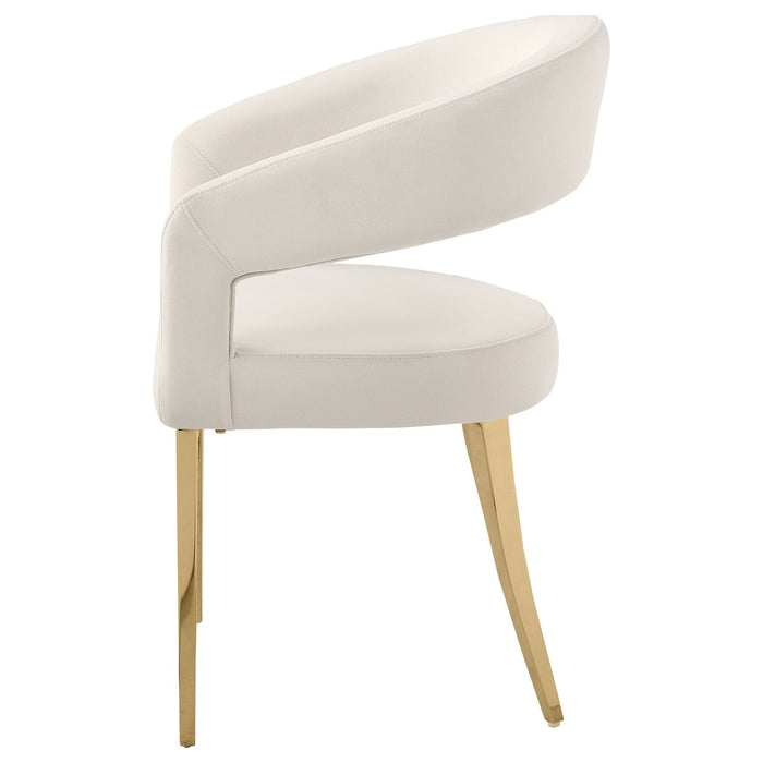 Galiano Velvet Upholstered Dining Arm Cream Beige (Set of 2) - Walo Furniture