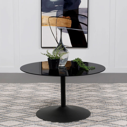 Ganso Round Metal Coffee Table With Tempered Glass Top Black - Walo Furniture