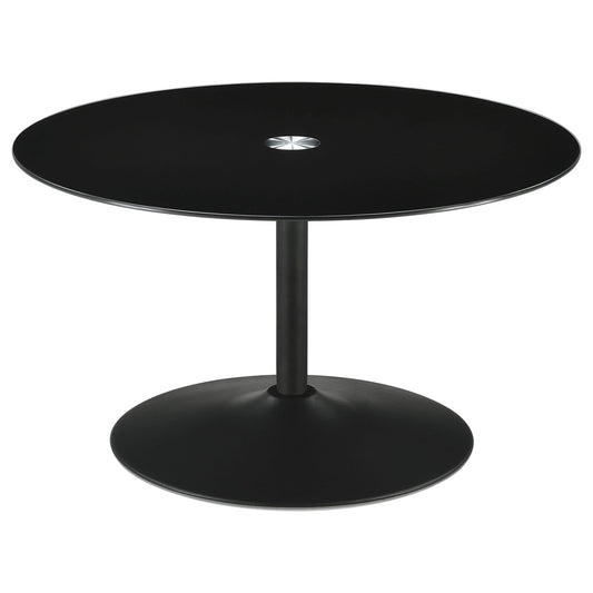 Ganso Round Metal Coffee Table With Tempered Glass Top Black - Walo Furniture