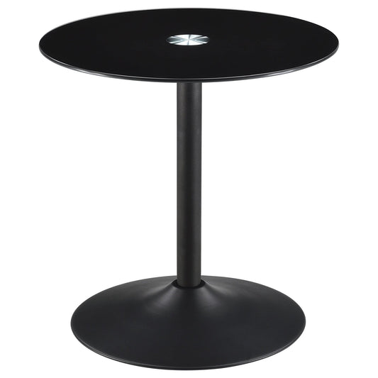 Ganso Round Metal End Table With Tempered Glass Top Black - Walo Furniture