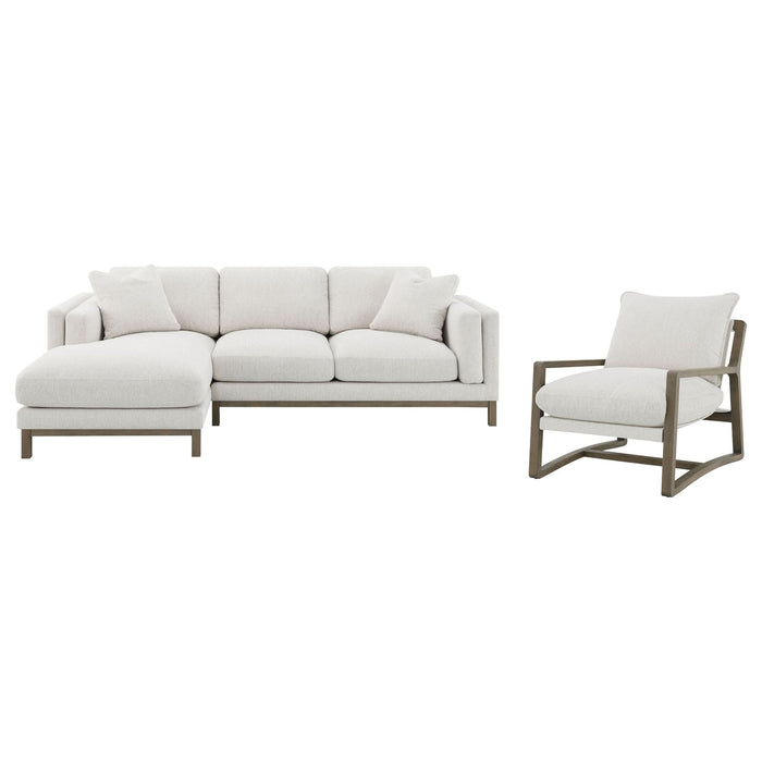 Geneva Boucle Upholstered Sectional Chaise Sofa Sand - Walo Furniture