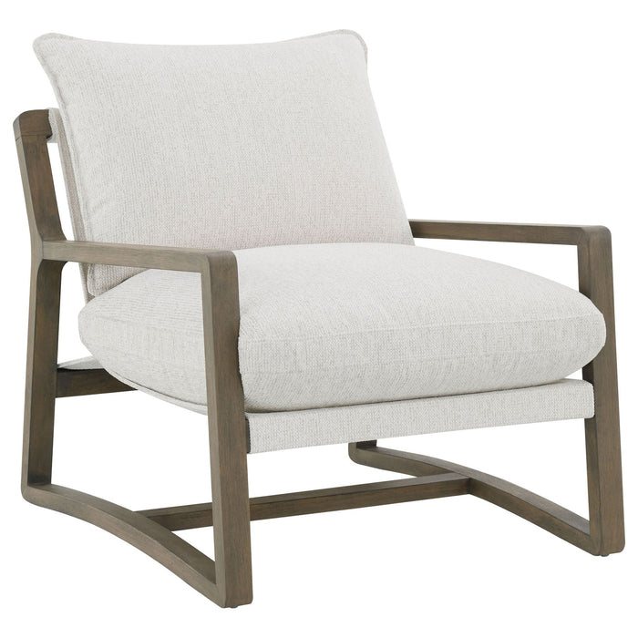 Geneva Boucle Upholstered Wood Arm Accent Chair Sand - Walo Furniture