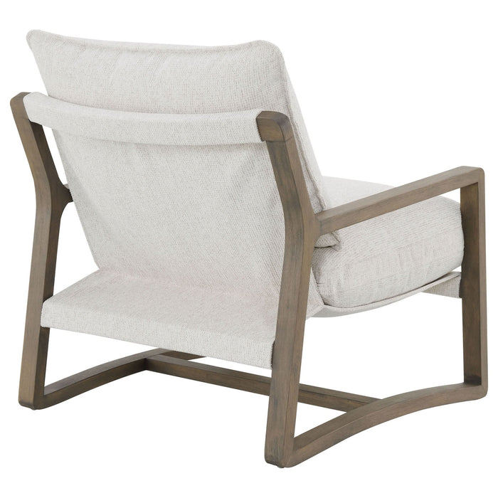 Geneva Boucle Upholstered Wood Arm Accent Chair Sand - Walo Furniture