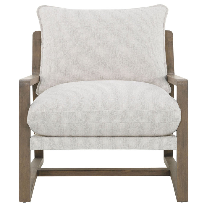 Geneva Boucle Upholstered Wood Arm Accent Chair Sand - Walo Furniture