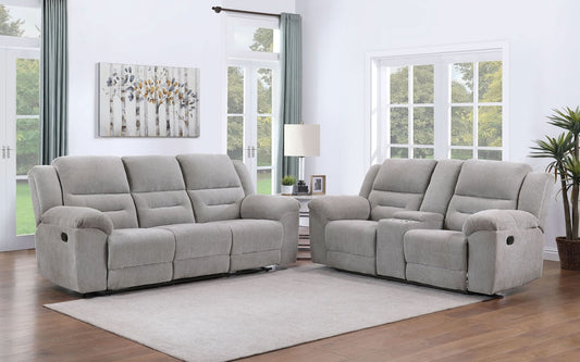 Gilson 2 - piece Chenille Upholstered Reclining Sofa Set Grey - Walo Furniture