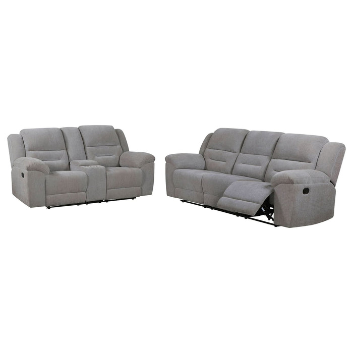 Gilson 2 - piece Chenille Upholstered Reclining Sofa Set Grey - Walo Furniture