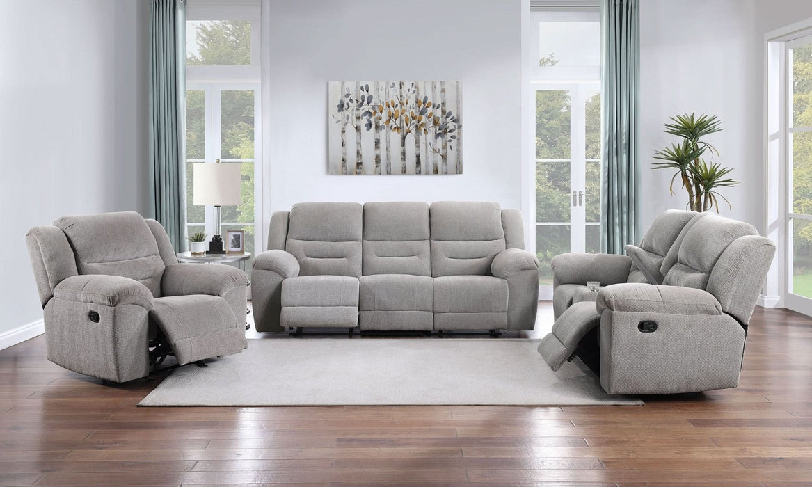 Gilson 3 - piece Chenille Upholstered Reclining Sofa Set Grey - Walo Furniture