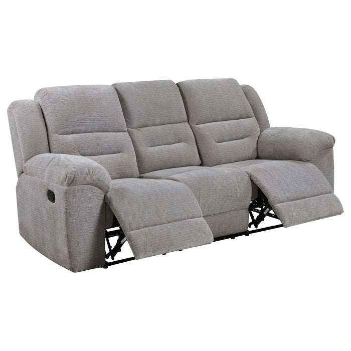 Gilson 3 - piece Chenille Upholstered Reclining Sofa Set Grey - Walo Furniture