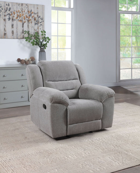 Gilson Chenille Upholstered Glider Recliner Chair Grey - Walo Furniture