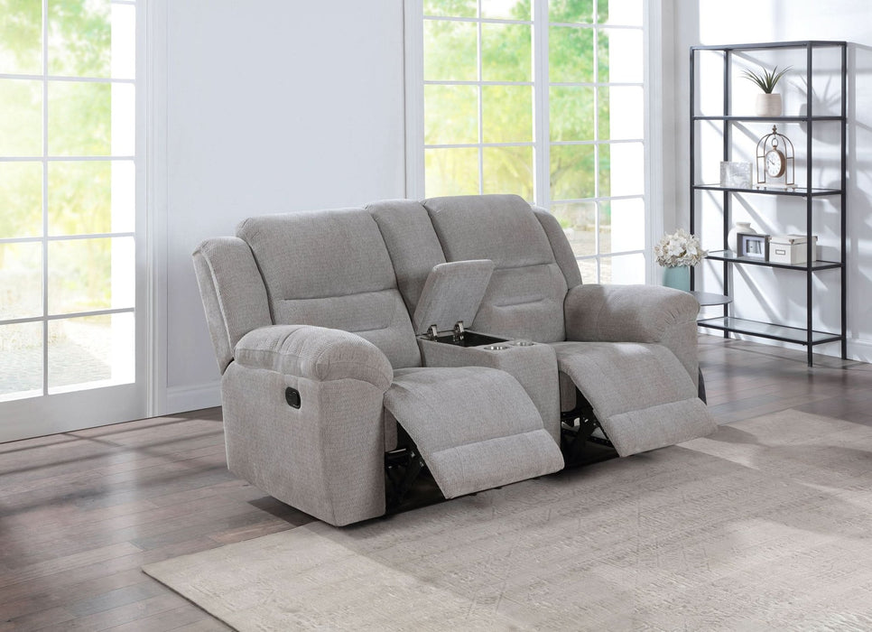 Gilson Chenille Upholstered Reclining Loveseat Grey - Walo Furniture