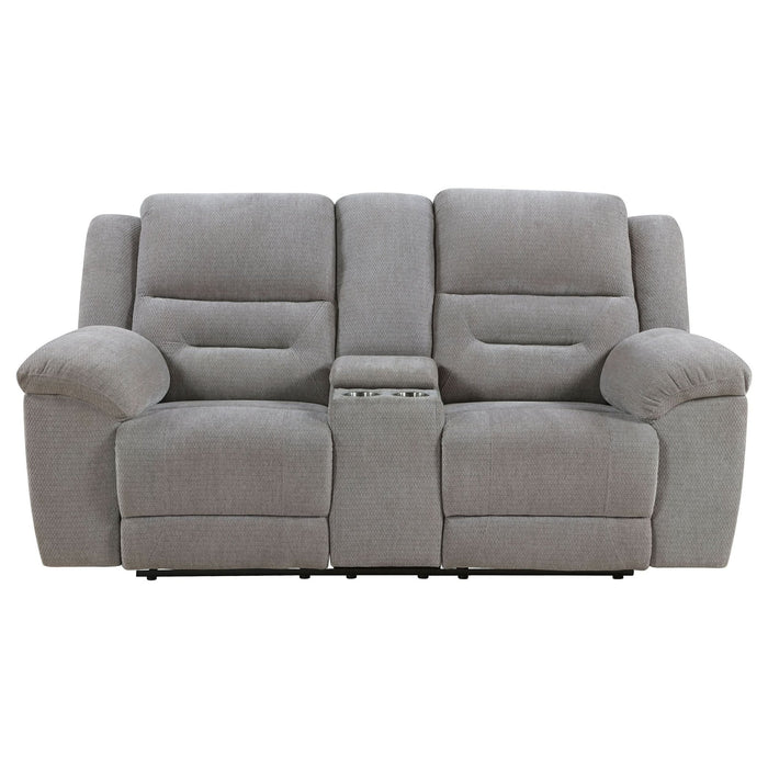 Gilson Chenille Upholstered Reclining Loveseat Grey - Walo Furniture