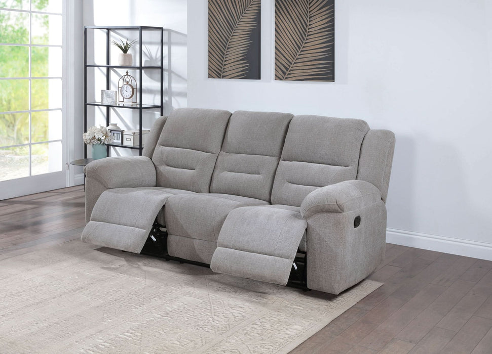 Gilson Chenille Upholstered Reclining Sofa Grey - Walo Furniture