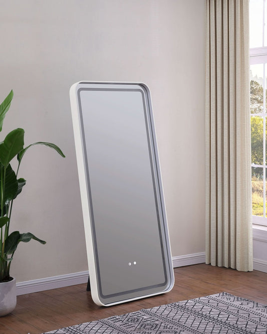 Glendora 32 x 71 Inch LED Standing Mirror BT Speakers Black - Walo Furniture