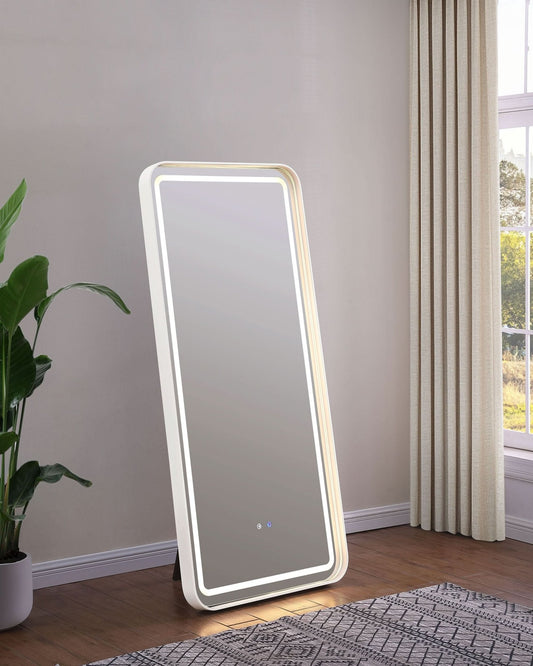 Glendora 32 x 71 Inch LED Standing Mirror BT Speakers Black - Walo Furniture