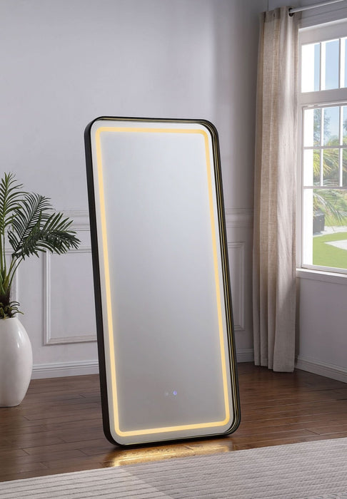 Glendora LED Standing Mirror with Bluetooth Speaker Black - Walo Furniture