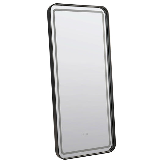 Glendora LED Standing Mirror with Bluetooth Speaker Black - Walo Furniture