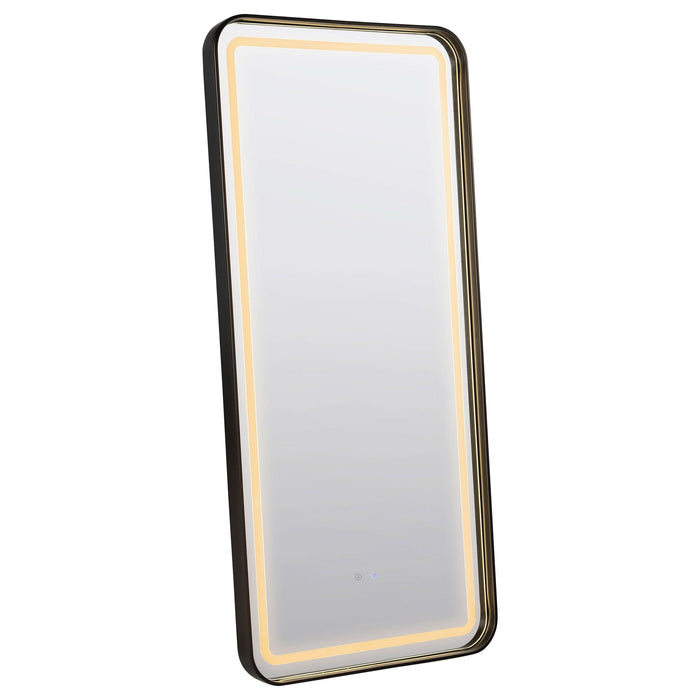 Glendora LED Standing Mirror with Bluetooth Speaker Black - Walo Furniture