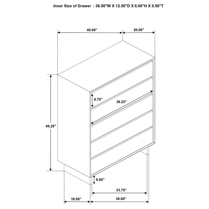 Glenwood 4 - drawer Chest of Drawers Warm Brown - Walo Furniture