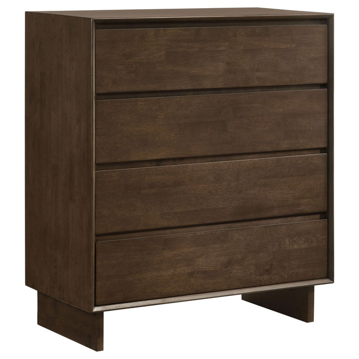 Glenwood 4 - drawer Chest of Drawers Warm Brown - Walo Furniture