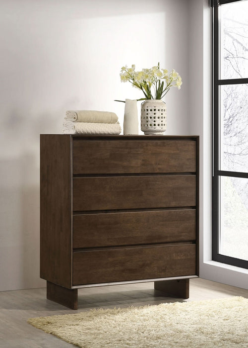 Glenwood 4 - drawer Chest of Drawers Warm Brown - Walo Furniture