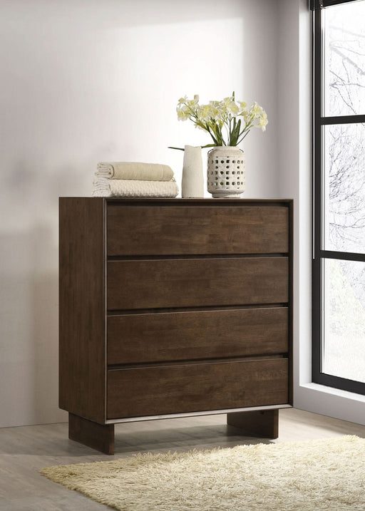 Glenwood 4 - drawer Chest of Drawers Warm Brown - Walo Furniture