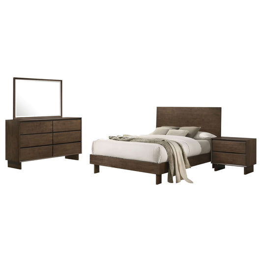 Glenwood 4 - piece Eastern King Bedroom Set Warm Brown - Walo Furniture