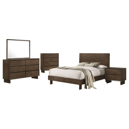 Glenwood 5 - piece Eastern King Bedroom Set Warm Brown - Walo Furniture