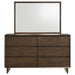 Glenwood 6 - drawer Dresser and Mirror Warm Brown - Walo Furniture